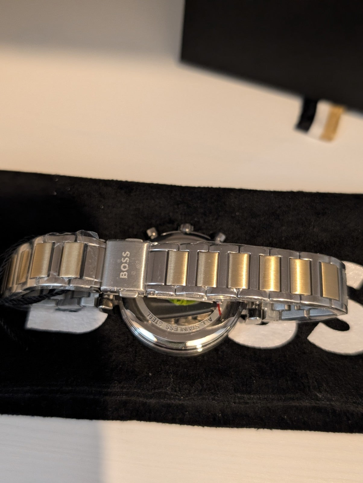 HUGO BOSS FLAWLESS 1502550 Silver & Gold Strap Chronograph Womens Watch 36mm NEW