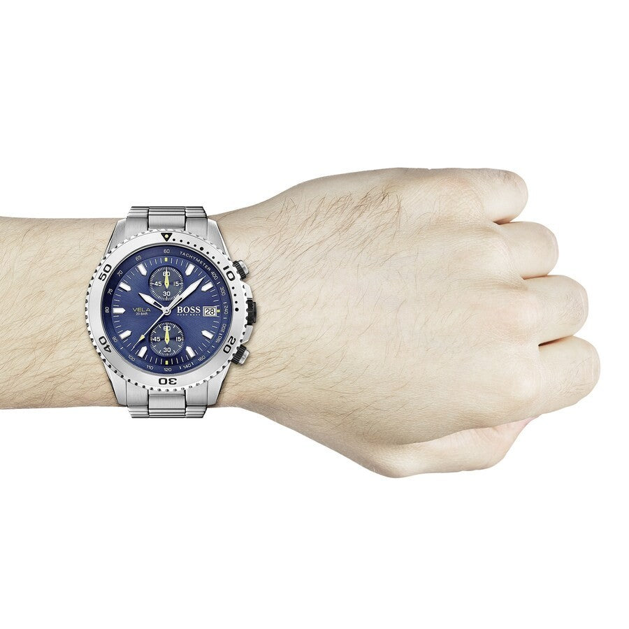 Hugo Boss HB1513775 Vela Mens' Silver Stainless Steel 44MM 