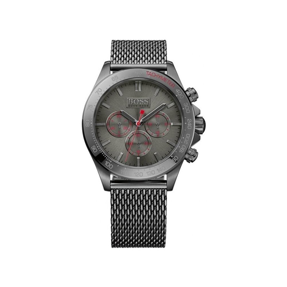 HUGO BOSS IKON HB1513443 Gunmetal Grey Mesh Strap Dial Chronograph Mens Watch