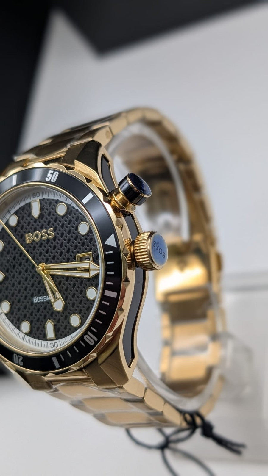 Hugo Boss 1514180 Bossmatic 42mm Men's Watch Automatic Gold With Black Dial. New