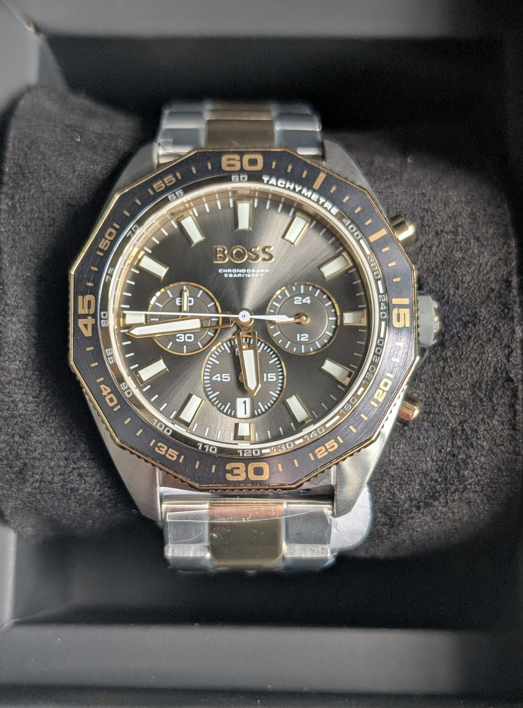 HUGO BOSS HB 1513974 ENERGY GOLD & SILVER MENS WATCH 44mm- BRAND NEW IN BOX