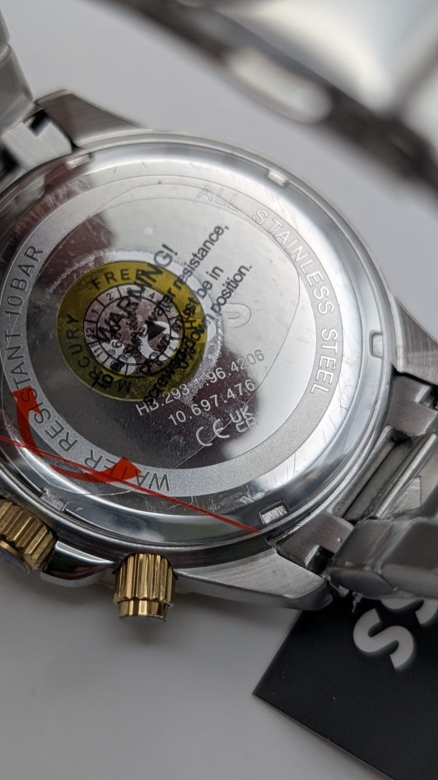 BOSS Admiral 1514257 46mm Two Tone Gold PVD With Silver Dial Chrono Men’s Watch 