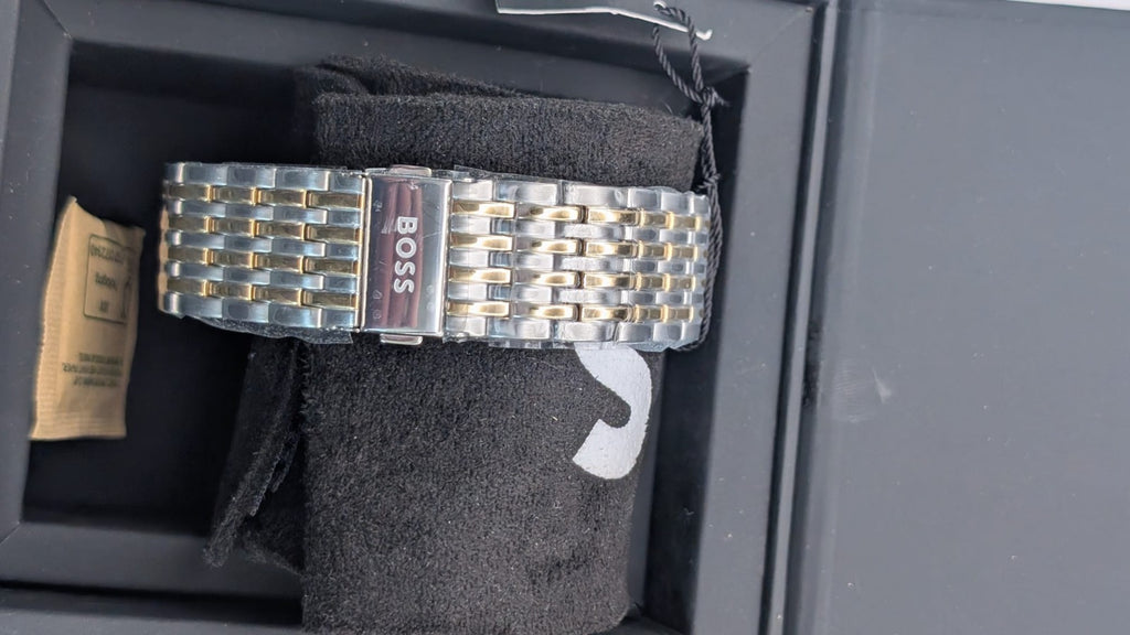 Hugo Boss Gregor 1514081 Men's Watch Green Dial Two-Tone Gold Steel Bracelet 45m