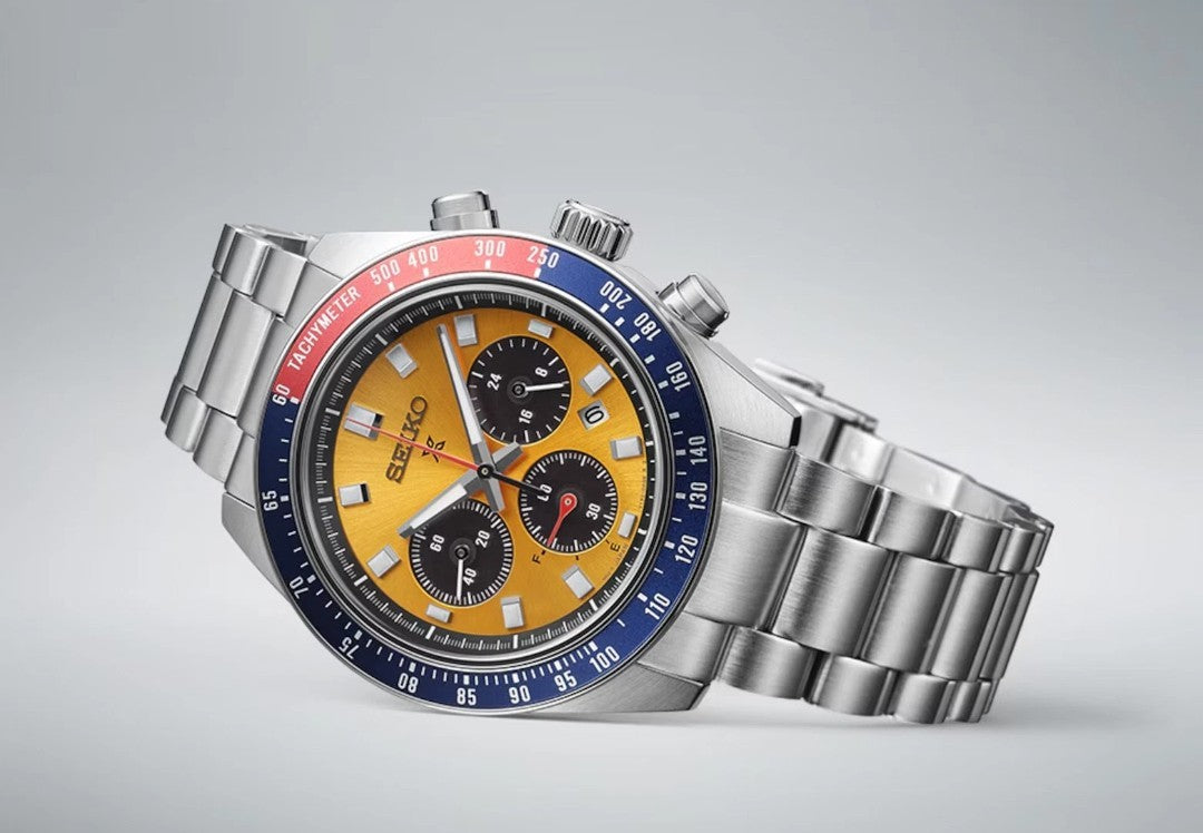 SEIKO Prospex Speedtimer Pogue Solar Chronograph Yellow SSC947P1 Brand New Boxed