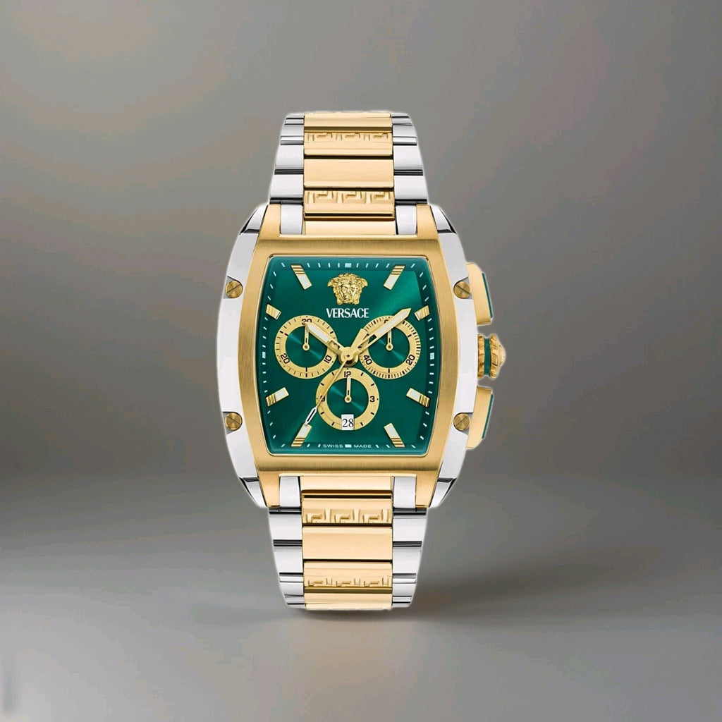 Versace VE6H01125 Dominus Chronograph Quartz Green Dial Two-Tone Men's Watch  