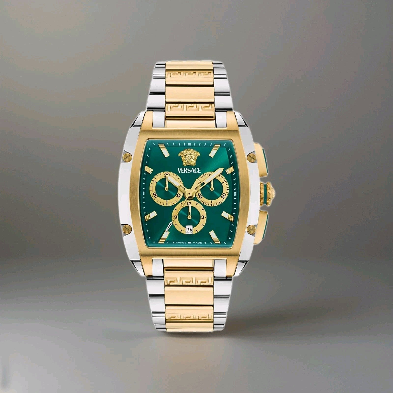 Versace VE6H01125 Dominus Chronograph Quartz Green Dial Two-Tone Men's Watch  