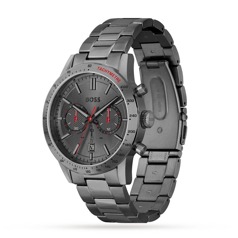 New HUGO BOSS HB1513924 ALLURE Chronograph Grey Dial Gunmetal Fashion Men Watch