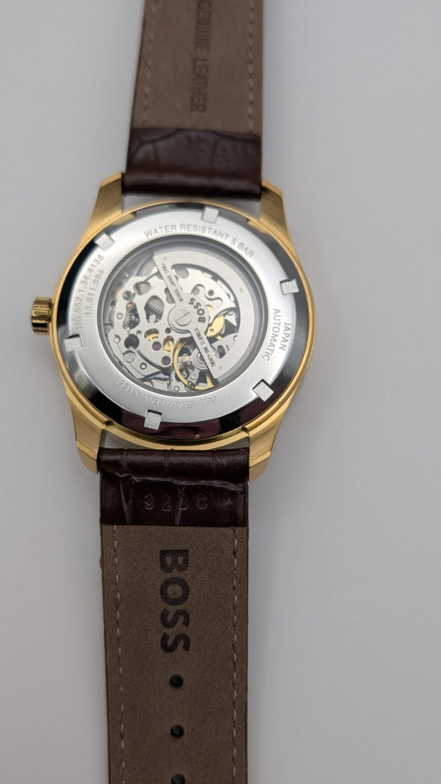 Hugo Boss Principle Skeleton 1514235 Men's Watch.  Brown Leather Strap 41mm 