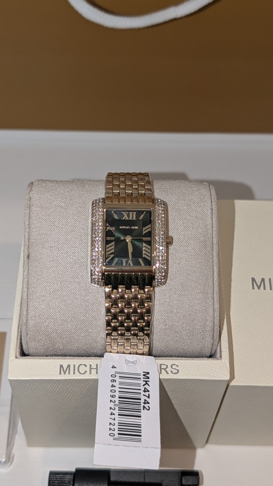 MICHAEL KORS MK4742 EMERY PETITE PAVE WOMENS WATCH CRYSTALS GOLD & GREEN FACE