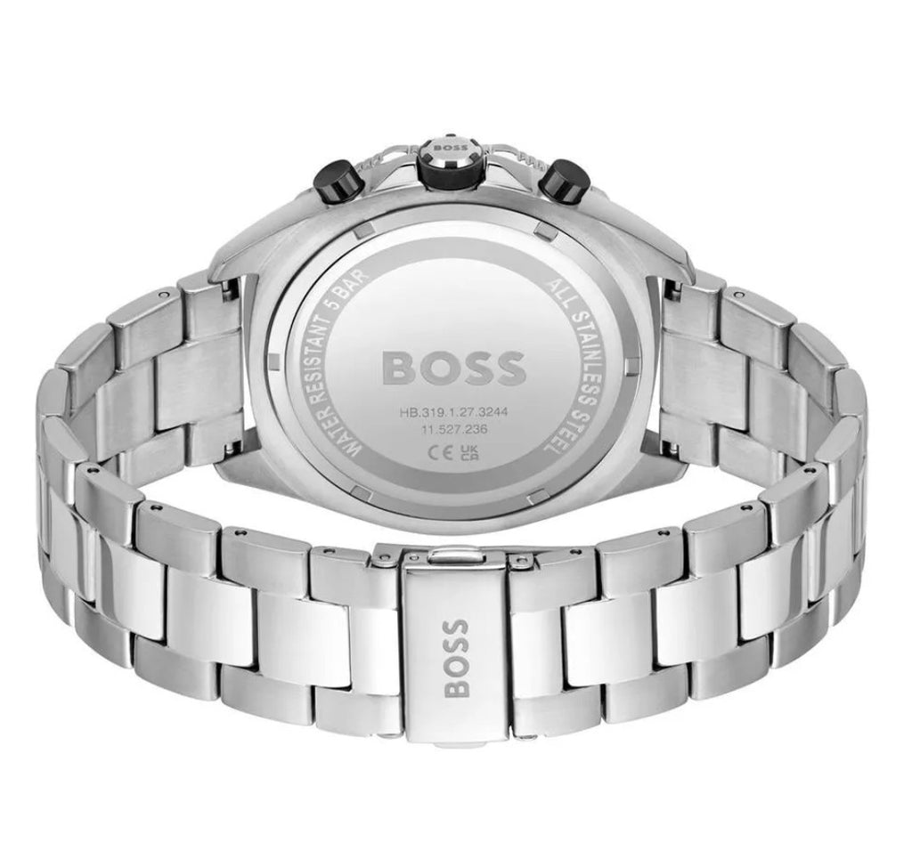 HUGO BOSS MENS ENERGY CHRONO WATCH HB1513971 SILVER - WARRANTY 44mm 