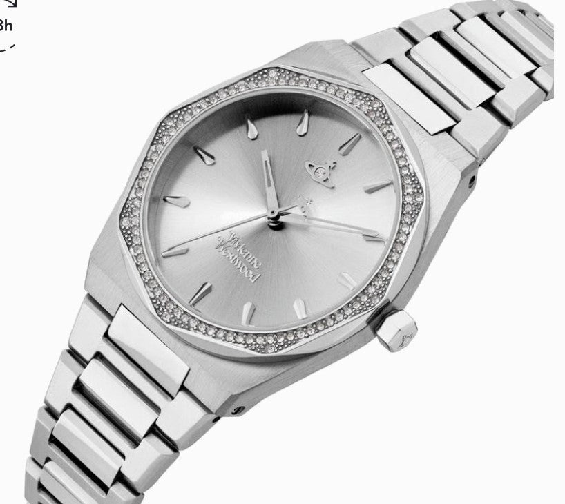 Vivienne Westwood Watch Silver  Bracelet Watch VV244SLSL Brand New Stoned Bezel