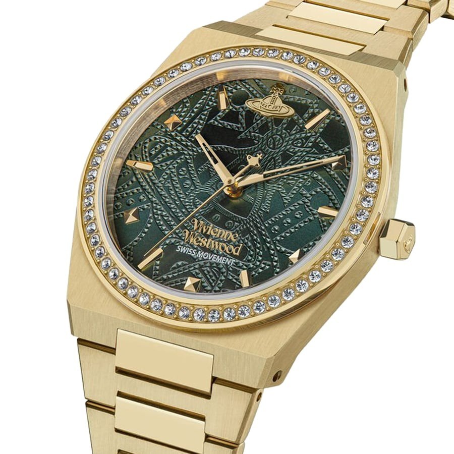 Ladies Vivienne Westwood Charterhouse Green Diamond Dial & Gold Watch VV244GDGR