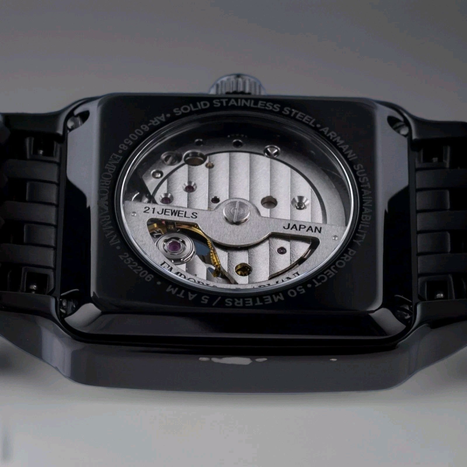 Emporio Armani AR60058 Meccanico Mens Watch 36mm  Automatic Black Dial New