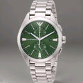 Armani AR-11480 Mens Chronograph Watch. Brand New Silver Green Warranty