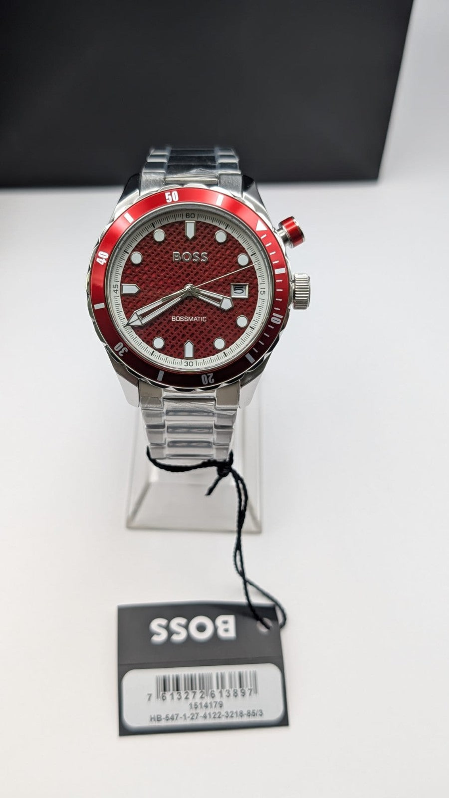 Hugo Boss 1514179 Bossmatic Men's Watch 42mm Automatic Silver With Red Dial 
