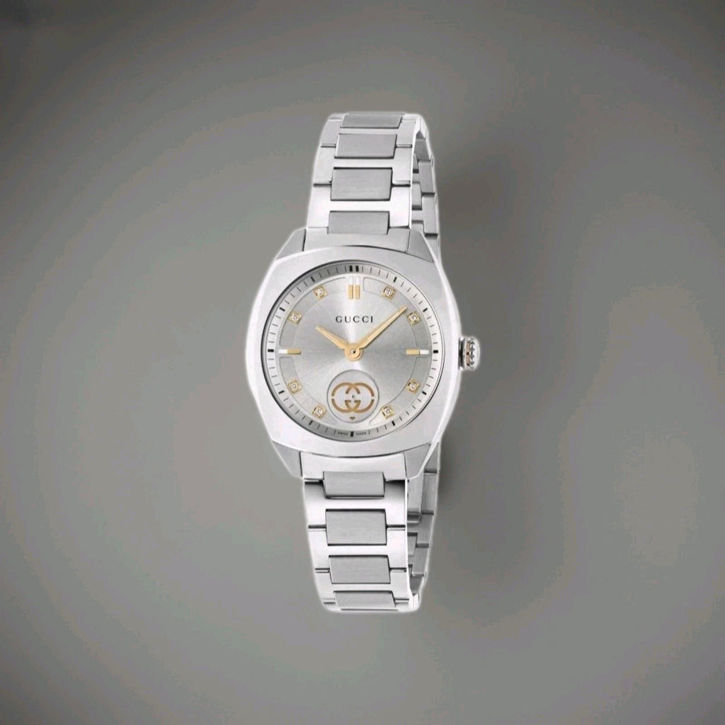 Brand New Gucci Interlocking YA142510 29 mm steel Diamonds Ladies silver Watch