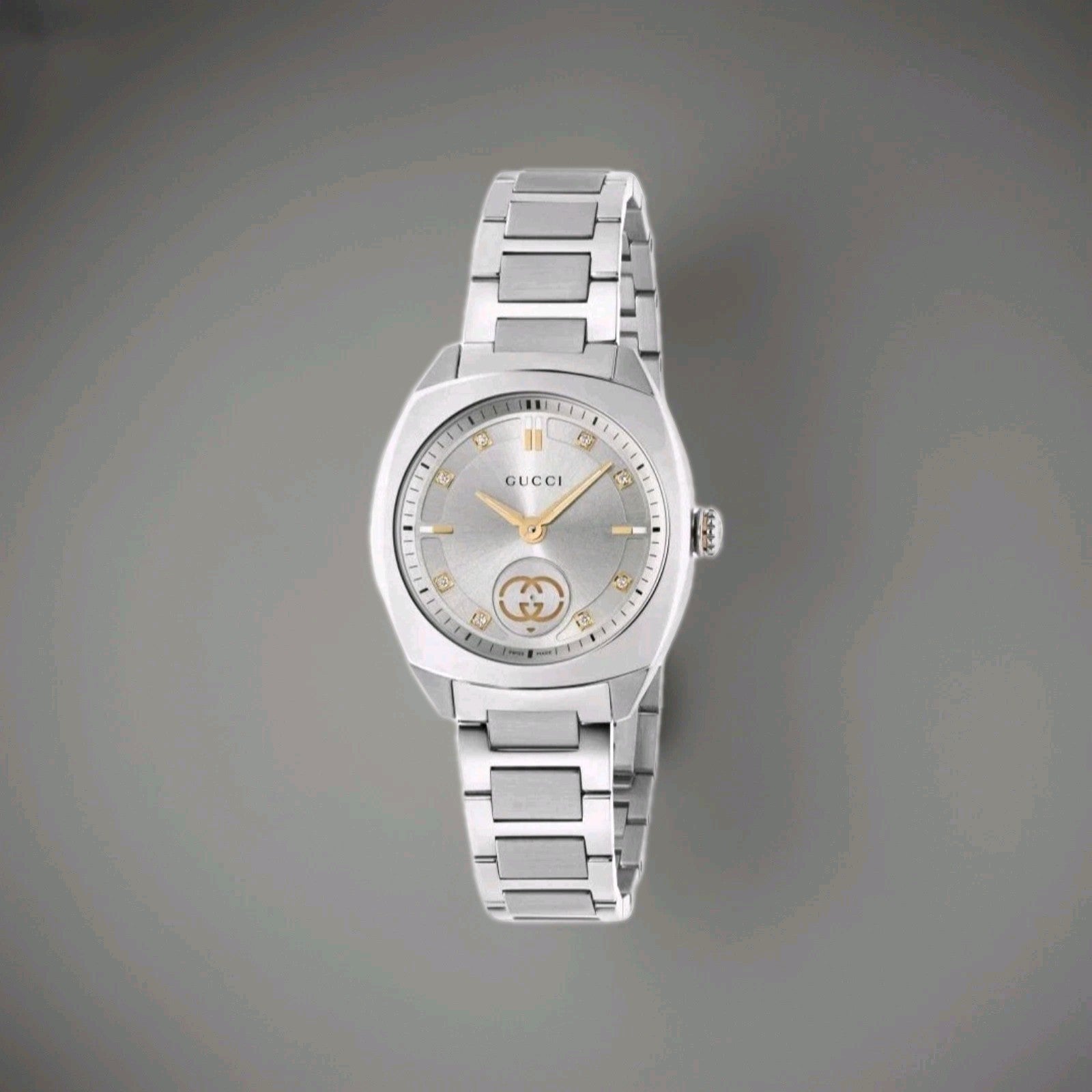 Brand New Gucci Interlocking YA142510 29 mm steel Diamonds Ladies silver Watch