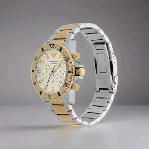 Emporio Armani Diver Chrono Silver/Pale Gold AR11606 watch