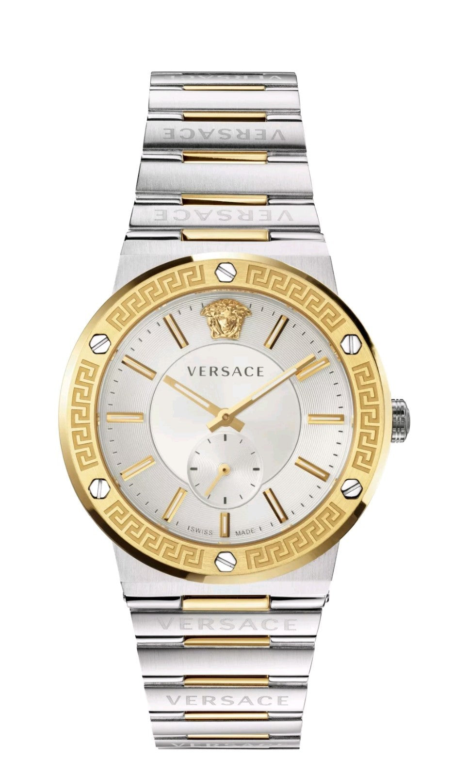 Versace VEVI00320 Greca Logo gold silver Stainless Steel Men's Watch NEW