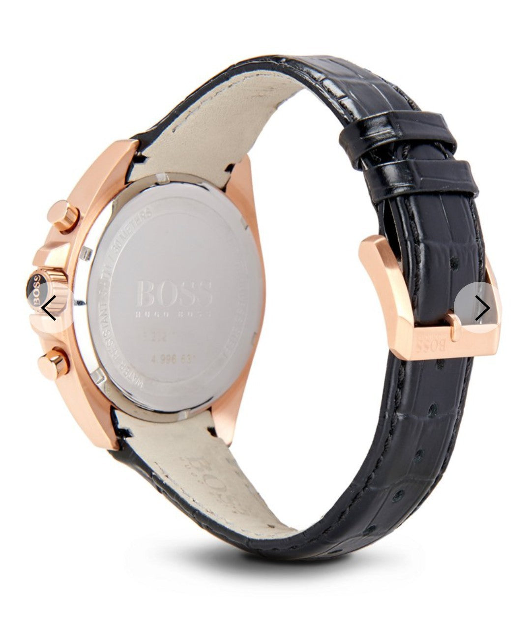 Hugo Boss HB1513092 Driver Mens Black Leather & Rose Gold Chrono Watch