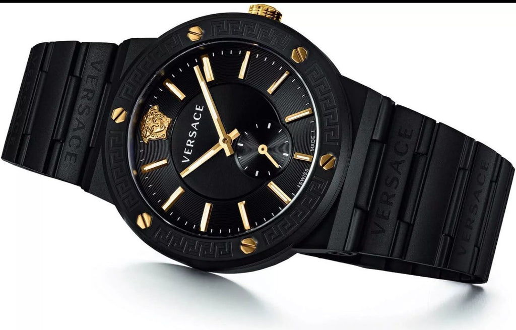 Versace VEVI00620 Greca Logo black Stainless Steel Men's Watch NEW