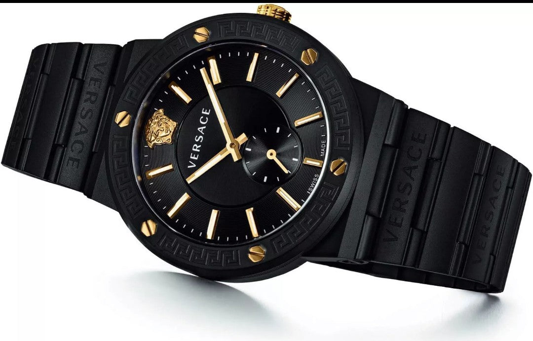 Versace VEVI00620 Greca Logo black Stainless Steel Men's Watch NEW