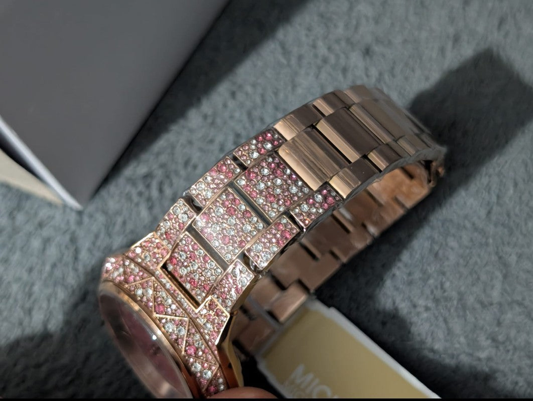 Michael Kors Limited-Edition Oversized Raquel Pavé Rose Gold- Pink Watch Mk7343