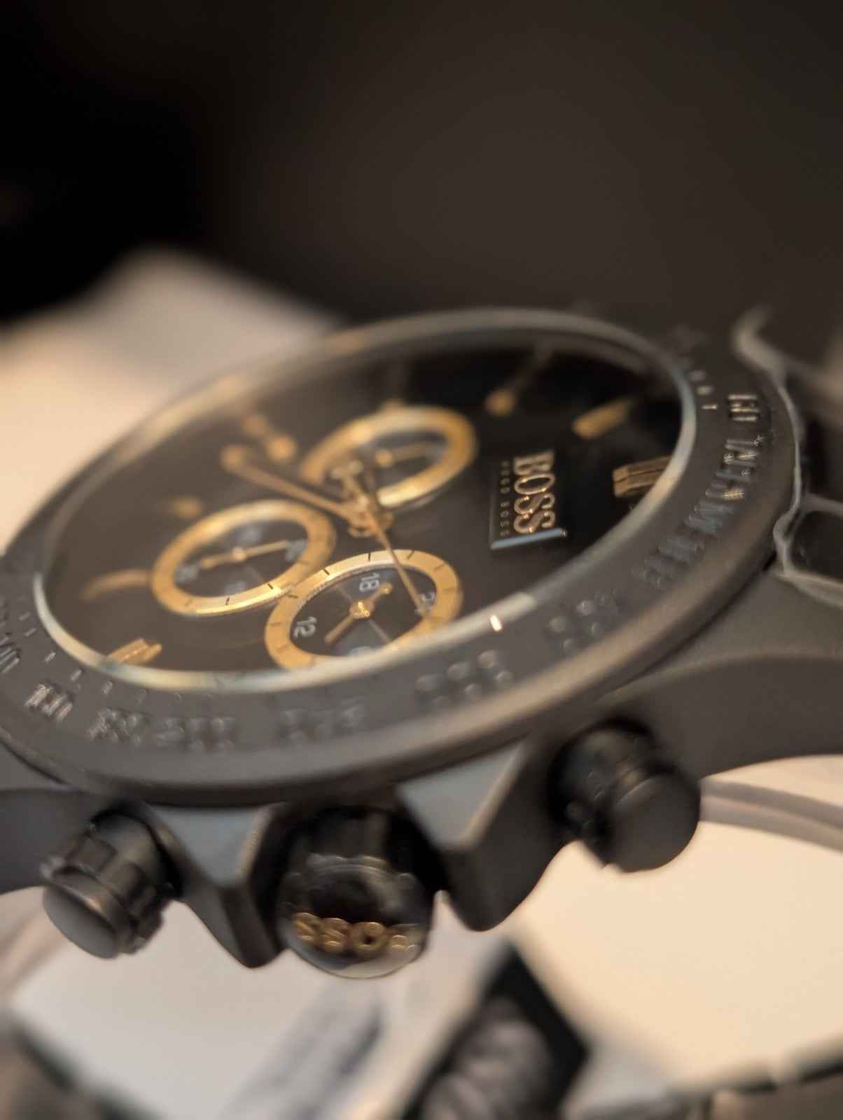 HUGO BOSS 1513278 Ikon Chronograph Black Dial Steel Strap Mens Watch 44mm NEW 