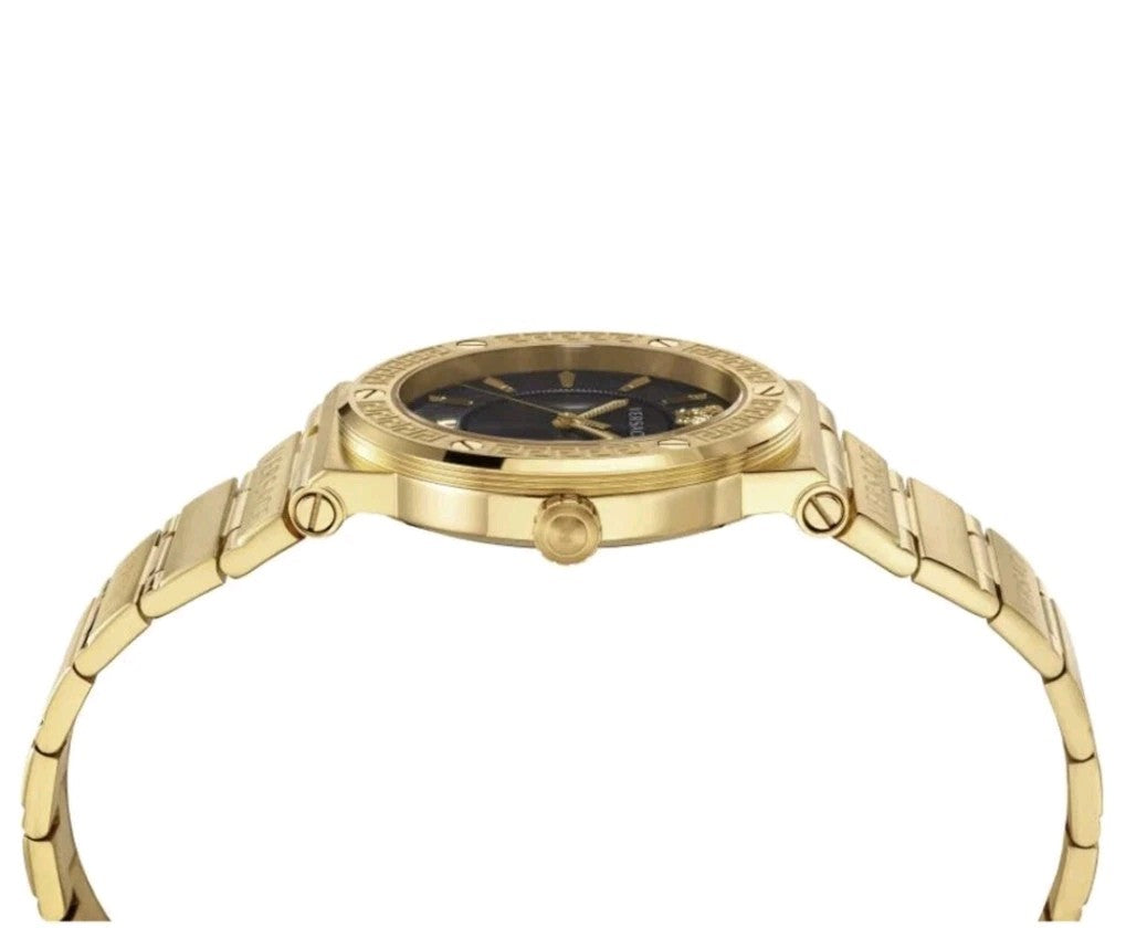Versace VEVH00820 Greca Logo black gold Stainless Steel Women's Watch NEW