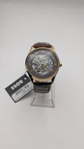 Hugo Boss Principle Skeleton 1514235 Men's Watch.  Brown Leather Strap 41mm 