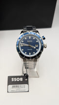 Hugo BOSS 1514177 Bossmatic 42mm Mens Watch Automatic Silver With Blue Dial New.