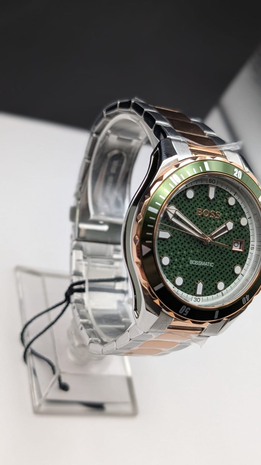 Hugo Boss Bossmatic 1514181 Mens Watch Automatic 42mm Two Tone  With Green Dial