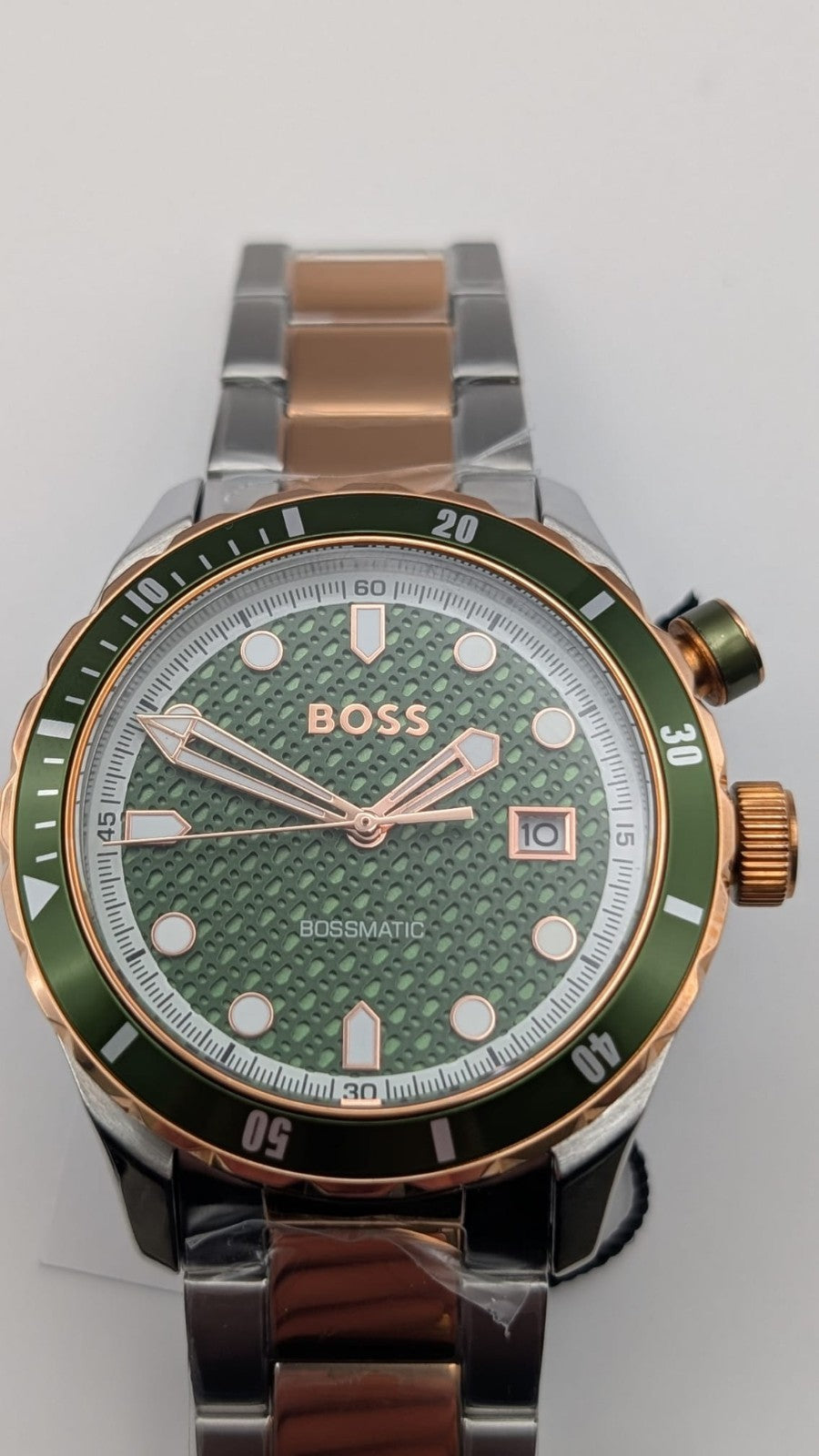 Hugo Boss Bossmatic 1514181 Mens Watch Automatic 42mm Two Tone  With Green Dial