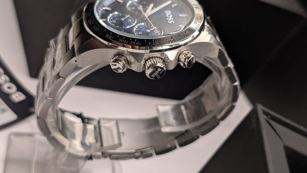 Hugo Boss HB1513755  43mmHero Men’s Chronograph Watch, Blue Dial Stainless Steel
