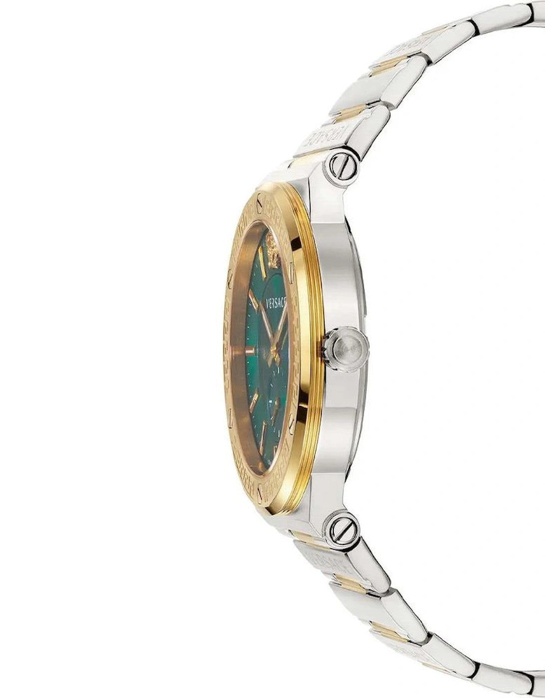Versace VEVI00420 Greca Logo green gold silver Stainless Steel Men's Watch NEW