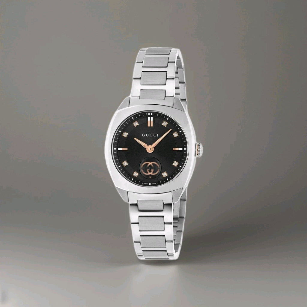 Gucci Interlocking 29mm Diamond Ladies Watch YA142513 | Black, 29 mm Rose Gold 