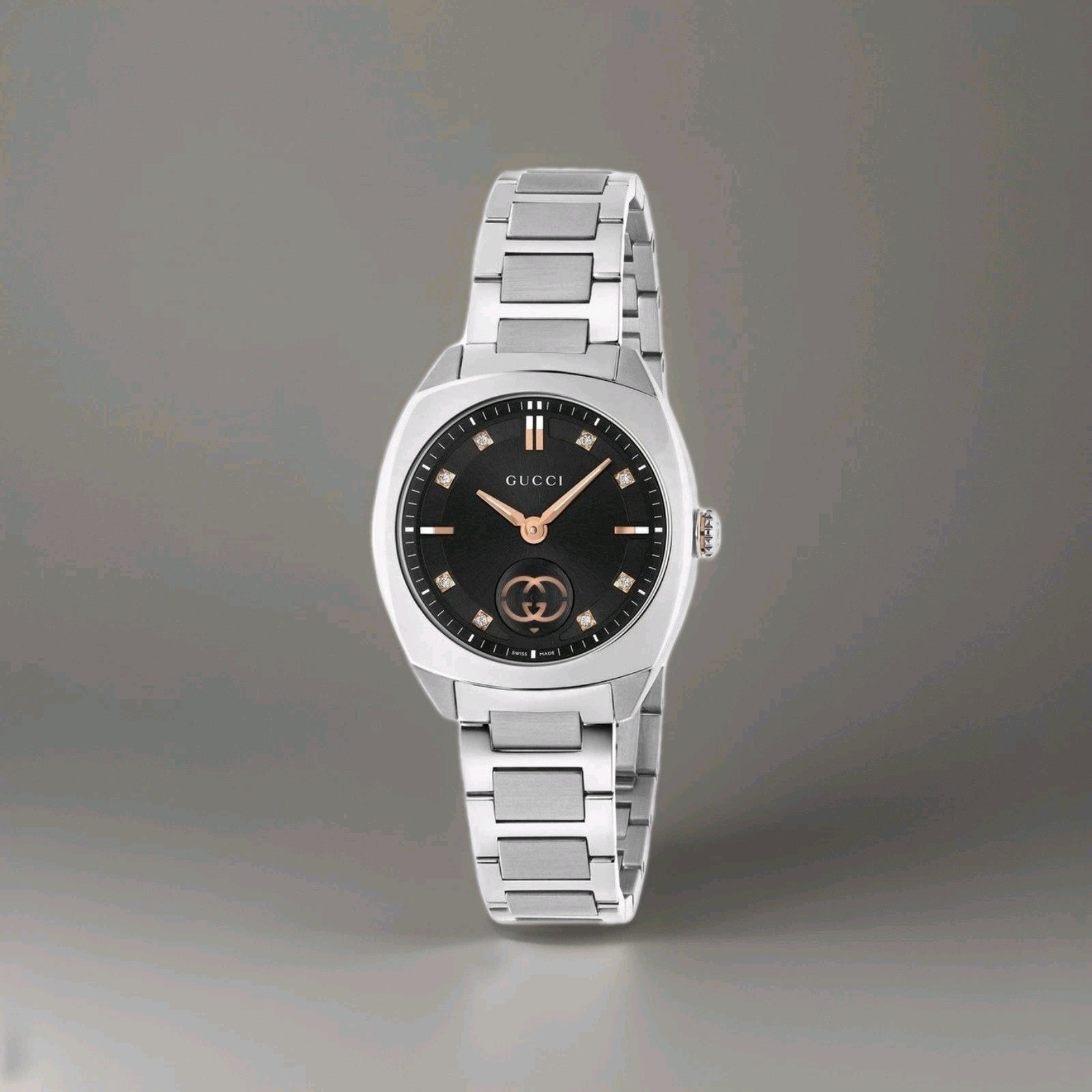 Gucci Interlocking 29mm Diamond Ladies Watch YA142513 | Black, 29 mm Rose Gold 
