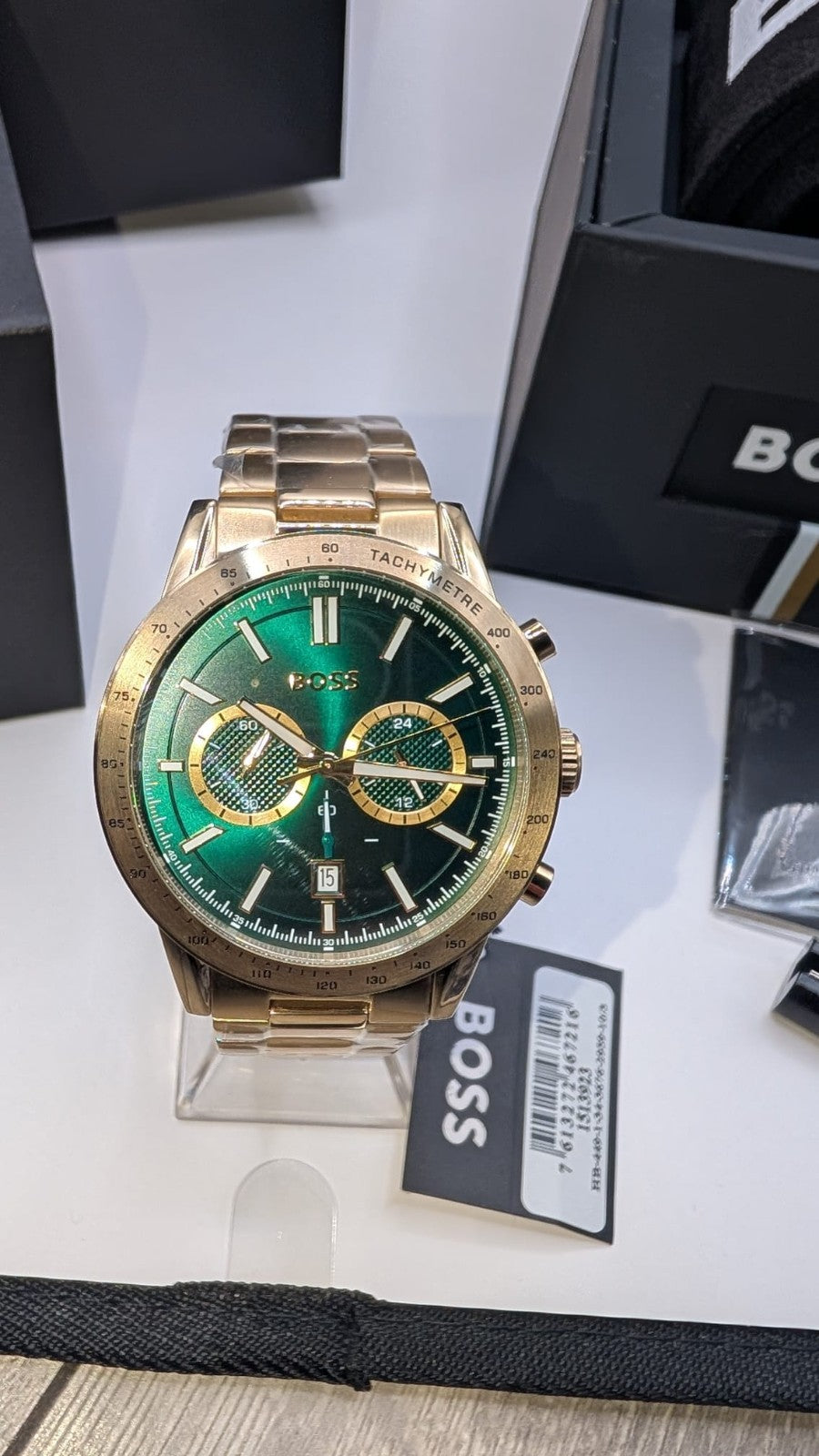 HUGO BOSS MENS ALLURE CHRONO WATCH HB1513923 GREEN DIAL - 44MM WARRANTY 