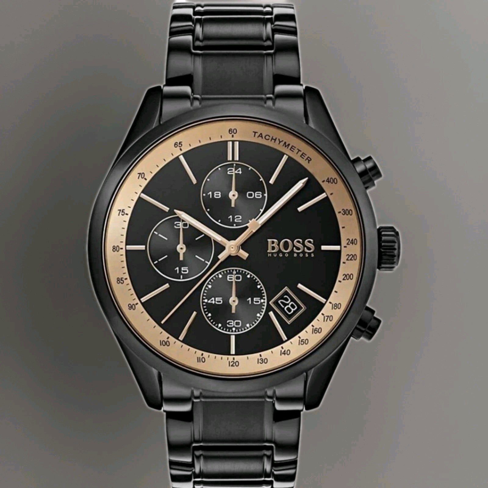 New Genuine HUGO BOSS Grand Prix HB1513578 Mens Watch Stainless Steel Black