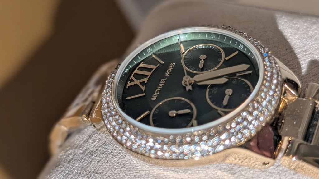 Michael Kors MK6981 Watch Everest Camille Women Bracelet  Silver Gold Green NEW