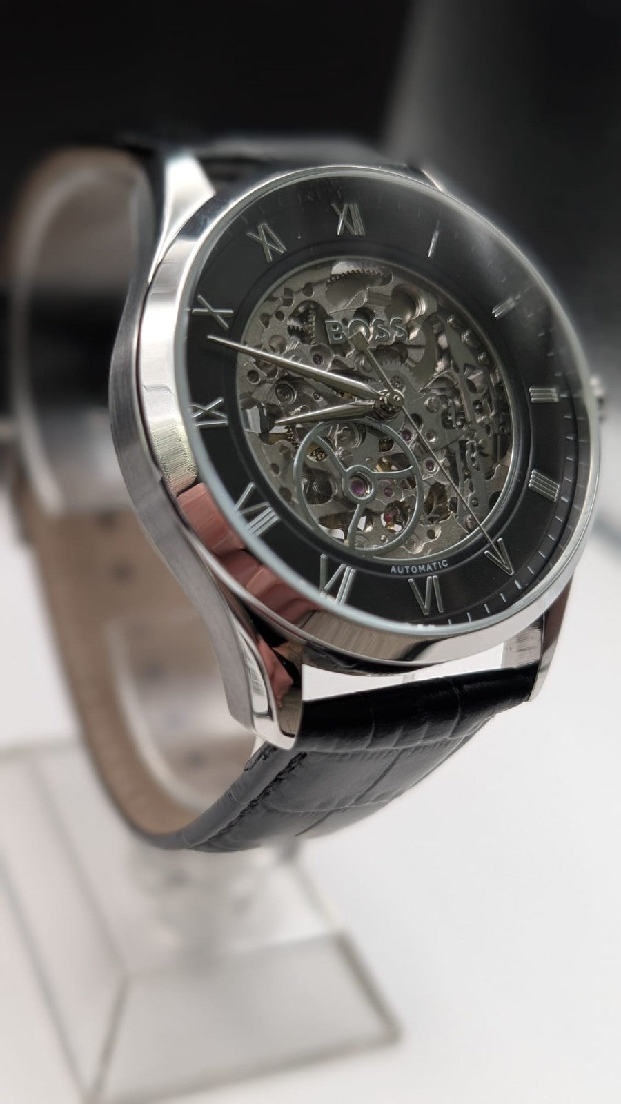 Hugo Boss Principle Skeleton 1514234 Men's Watch Automatic Leather Strap 41mm 