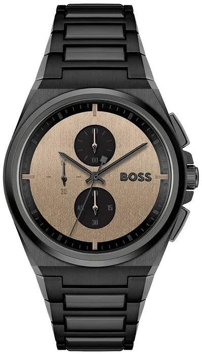 NEW Hugo Boss Mens chronograph 1514043 Mens Steer Watch Warranty Black & Brown