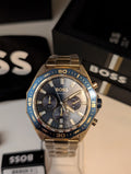 HUGO BOSS 1513973 Energy Chrono Gold Stainless Steel Blue Dial Mens Watch 44mm