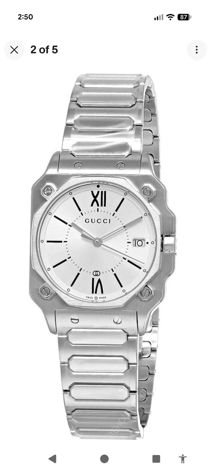 Gucci G-Flat - YA166504 Unisex Mens Womens Watch. Silver. 30mm. Silver Dial. NEW