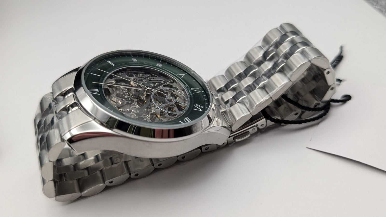Hugo BOSS Principle 1514236 Skeleton Mens Watch Automatic 41mm Silver Green Dial
