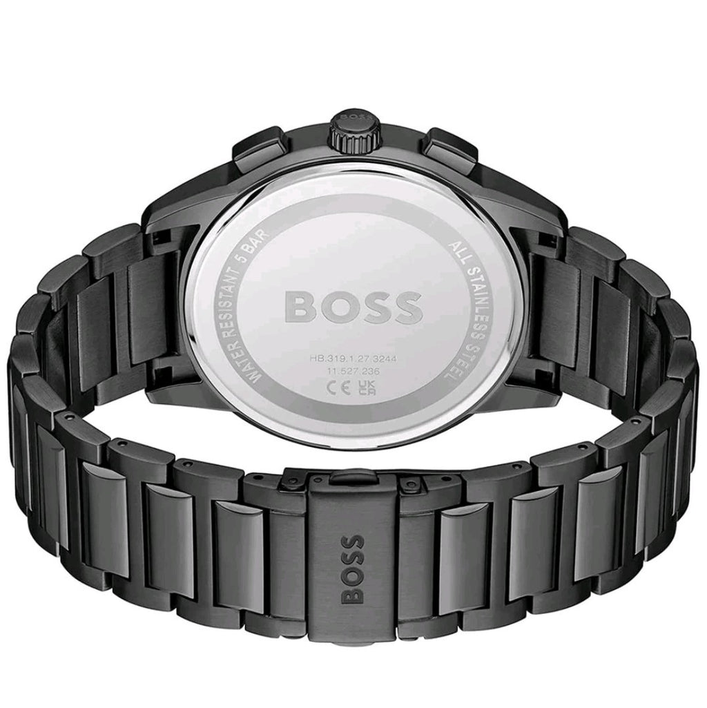 HUGO BOSS Dapper HB1513929 Grey Steel Strap Black Dial Chronograph Mens Watch UK