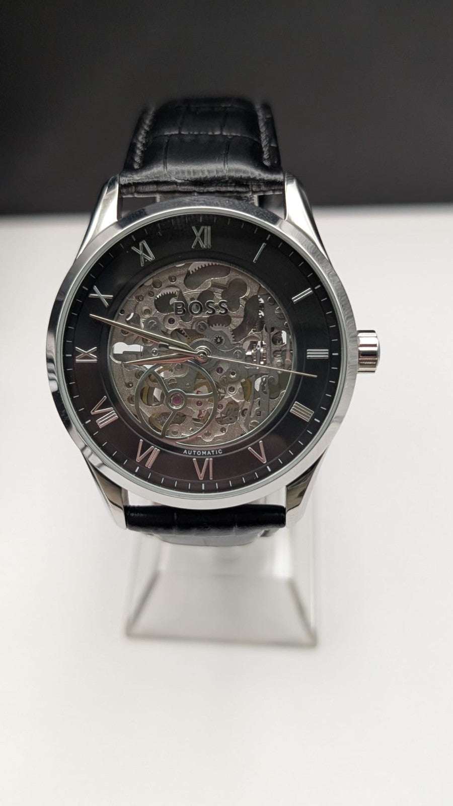 Hugo Boss Principle Skeleton 1514234 Men's Watch Automatic Leather Strap 41mm 