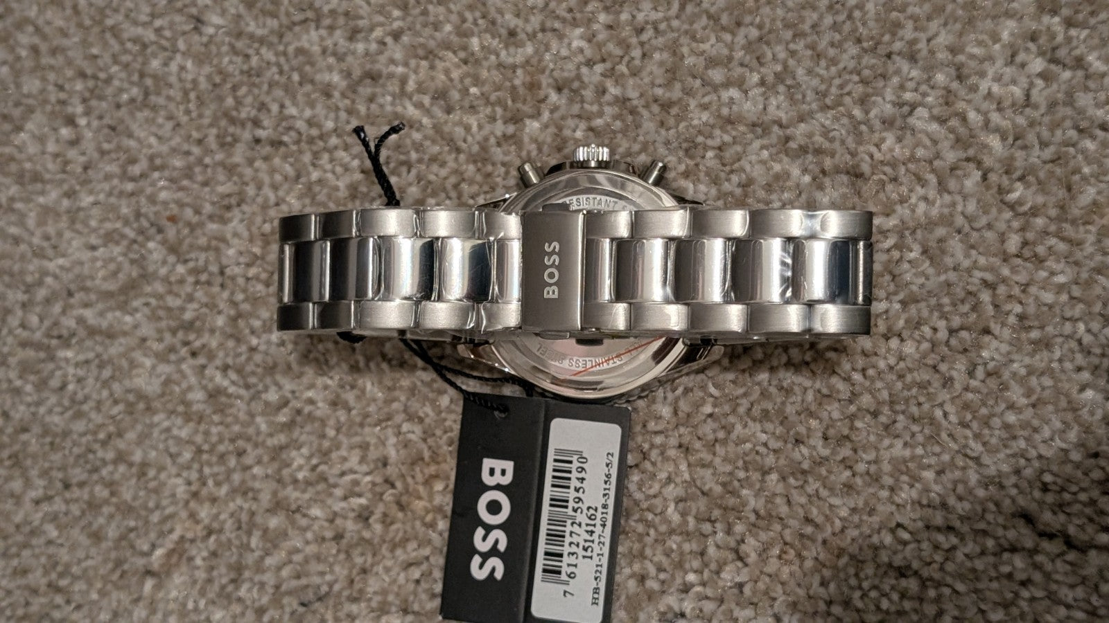 HUGO BOSS 1514162 MEN'S RUNNER SILVER WATCH - ORANGE FACE  STAINLESS STEEL. NEW