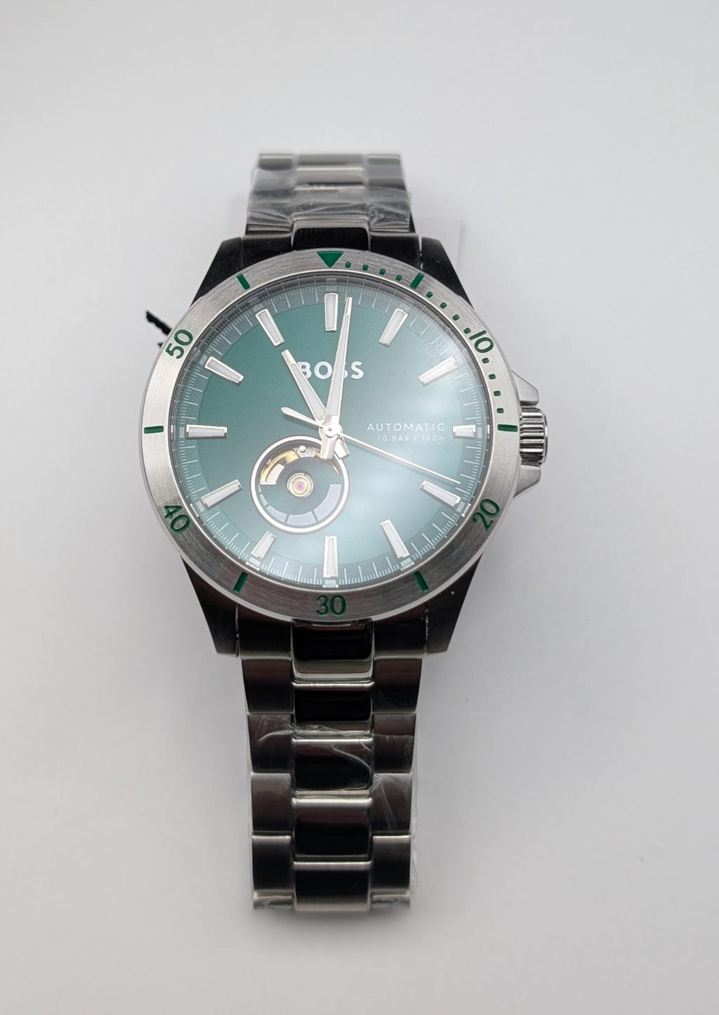 BOSS Troper 1514200 42mm Mens Watch Automatic S/Steel Silver With Green Dial 