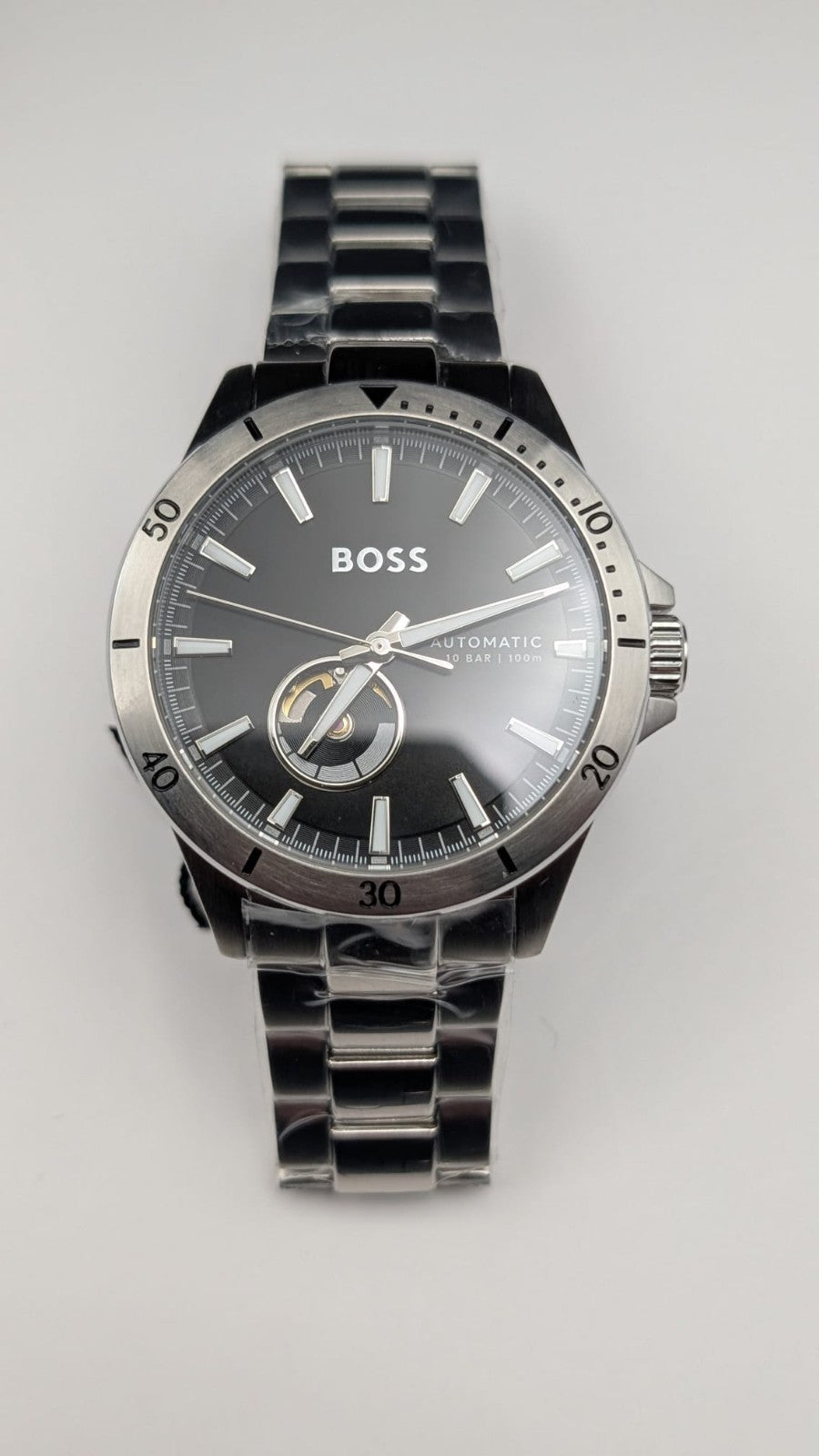 Hugo BOSS Troper 1514202 42mm Mens Watch Automatic Silver With Black Dial. New 